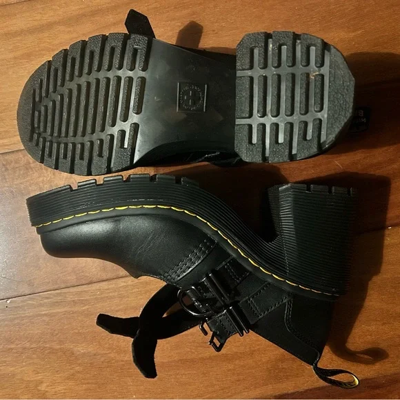 Dr. Martens Black Platform Eviee Buckle Shoes - Picture 7 of 9